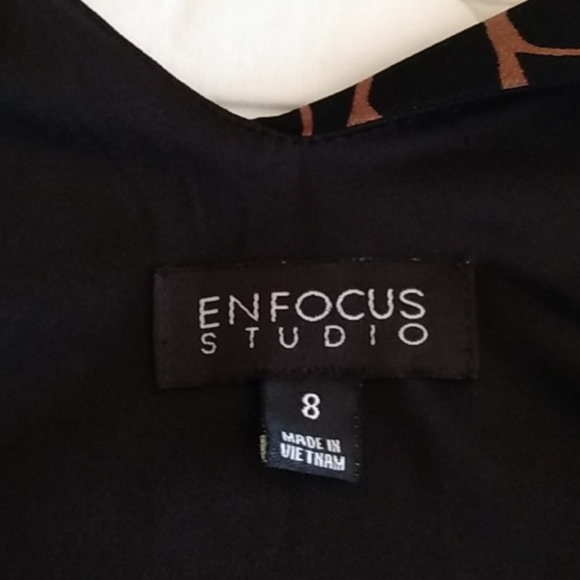 Enfocus Studio Midi Dress – Black/Brown Animal Print – V-Neck – 8 - Picture 6 of 8